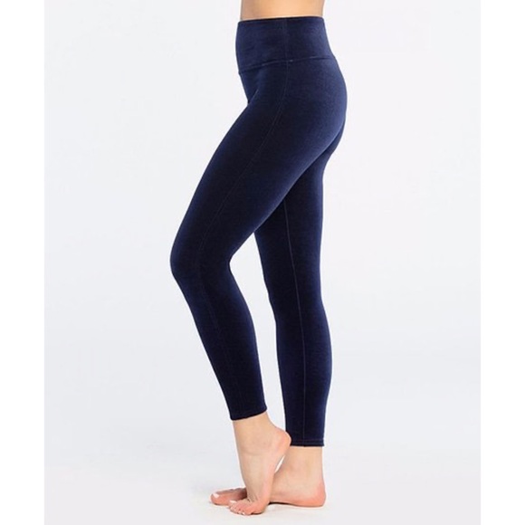 Spanx Velvet Leggings in Color Lapis Night - Picture 2 of 6